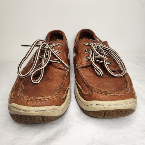 Mens Brown Leather Boat Shoes - Picture 6 of 12
